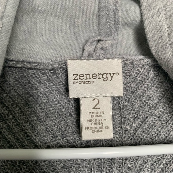Zenergy Chico’s Mixed Knit Moto Sweater zip up M - Picture 2 of 3
